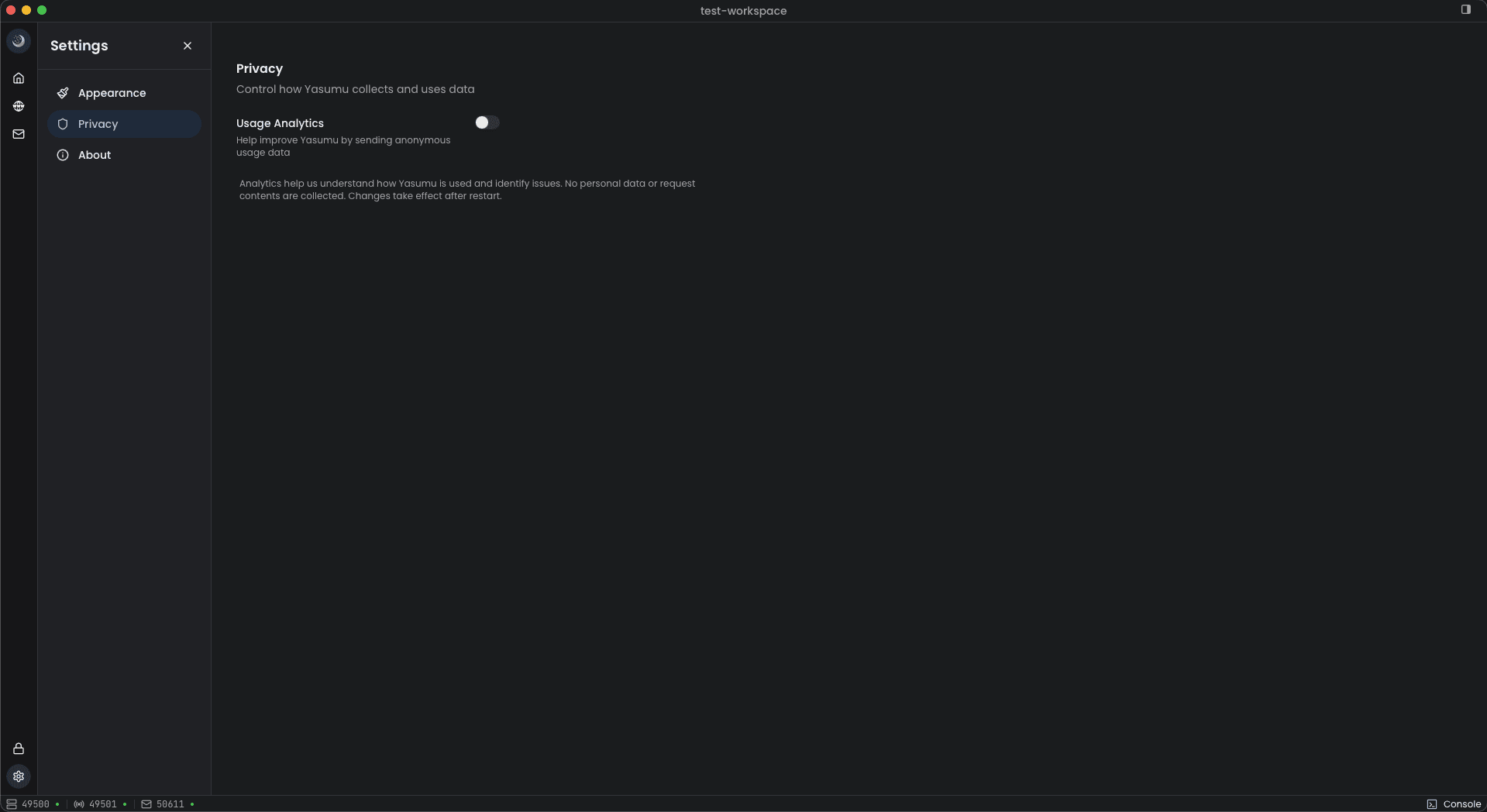 Disable analytics