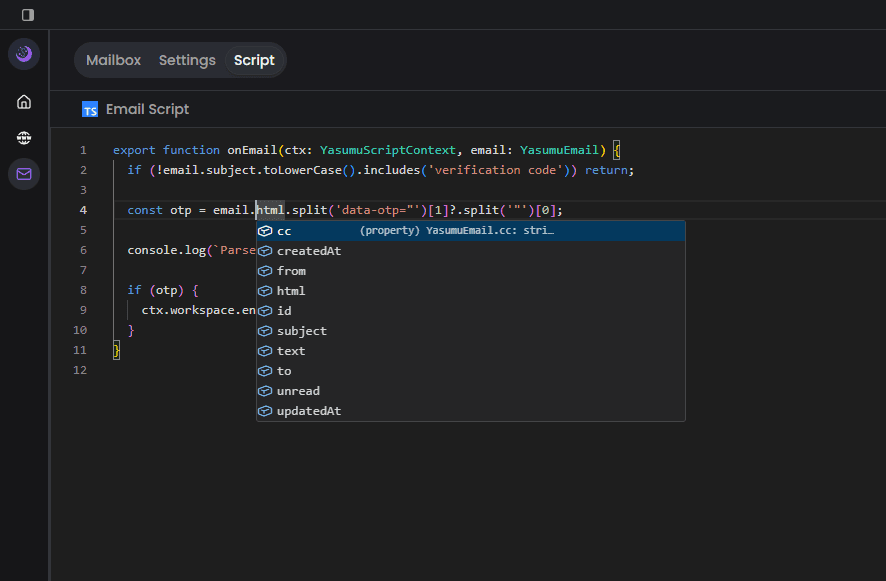 Email Script Editor