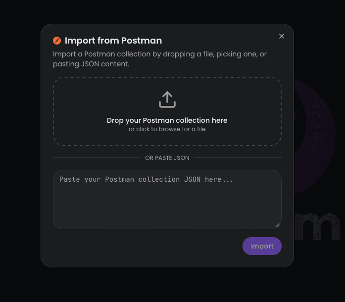 Import from Postman Dialog