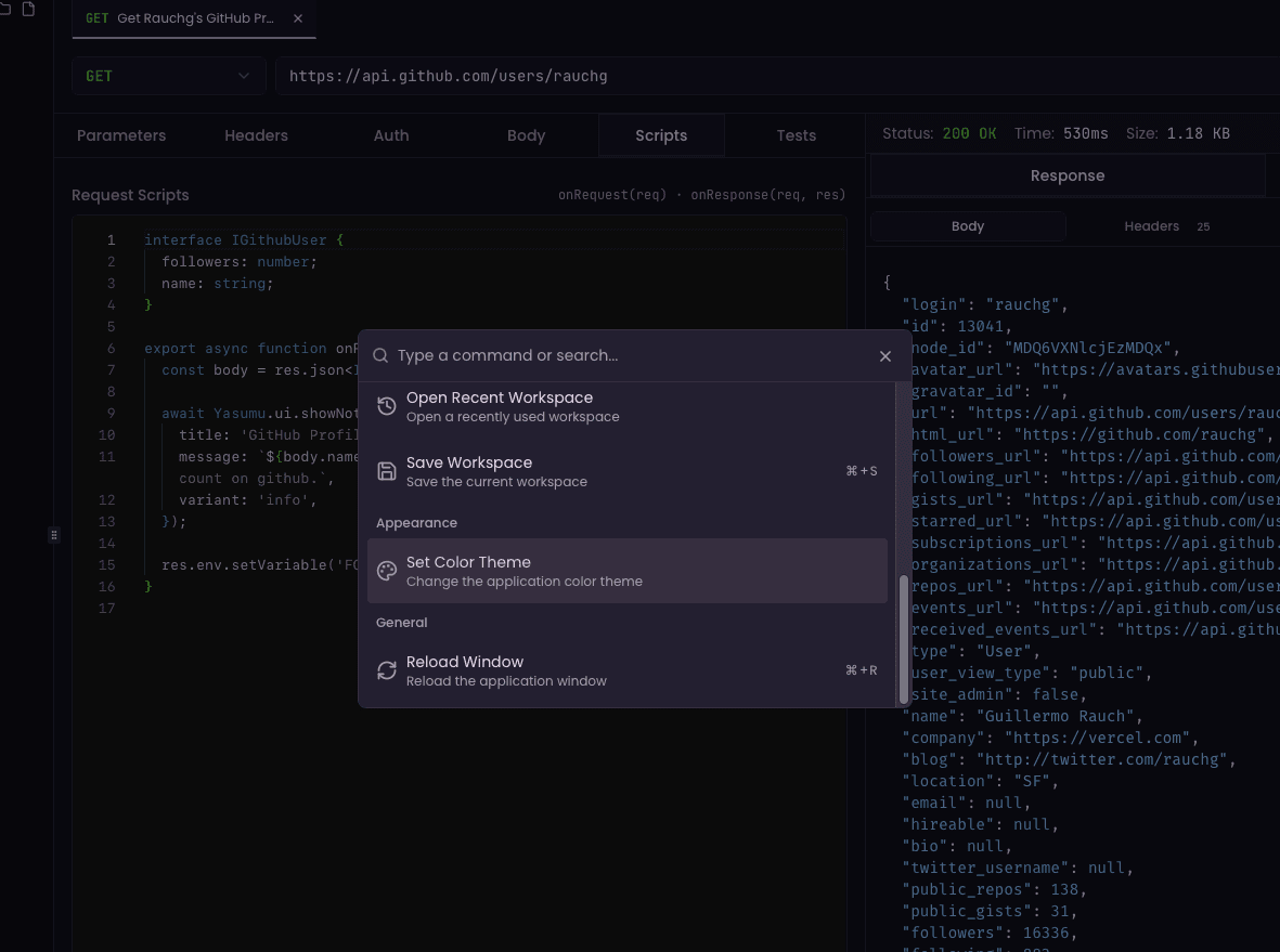 Set Color Theme Menu