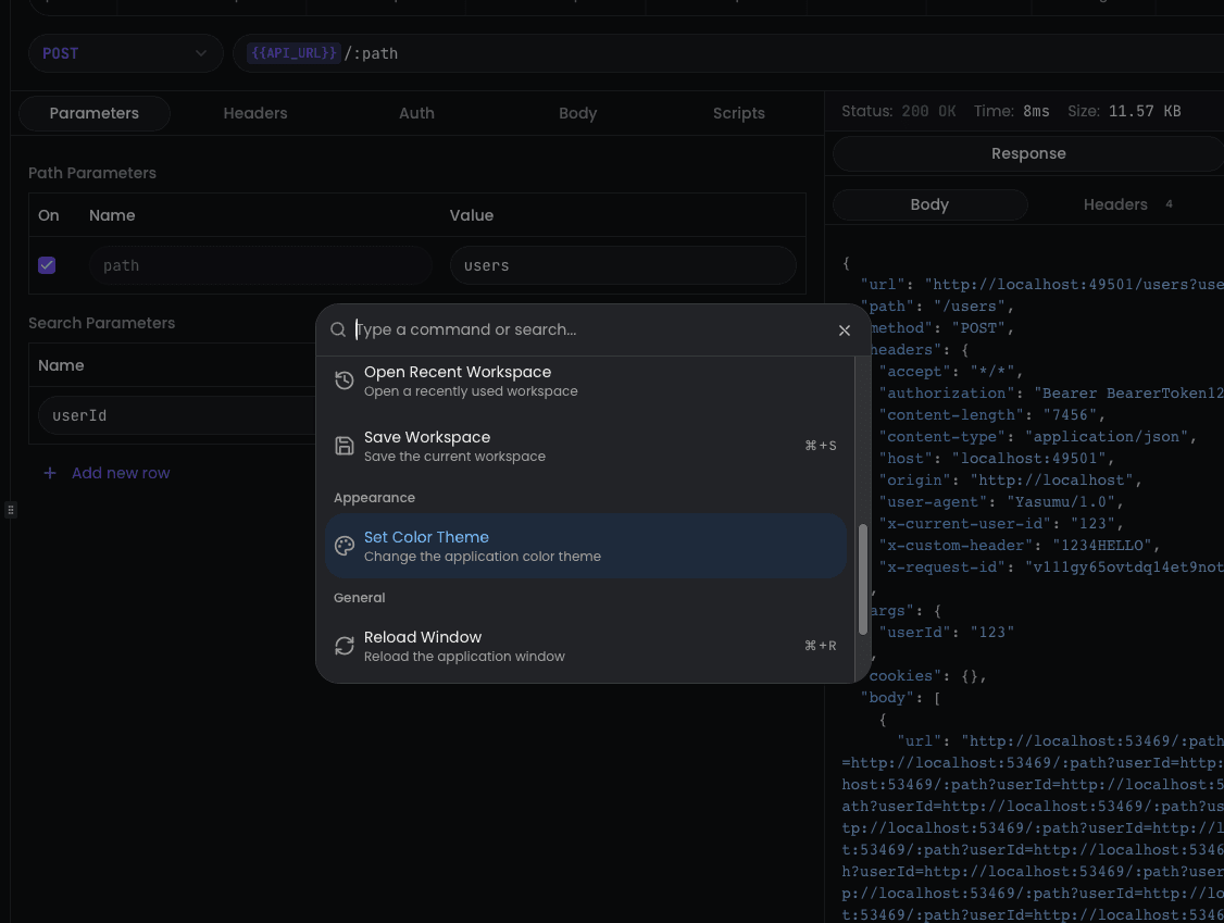 Set Color Theme Menu