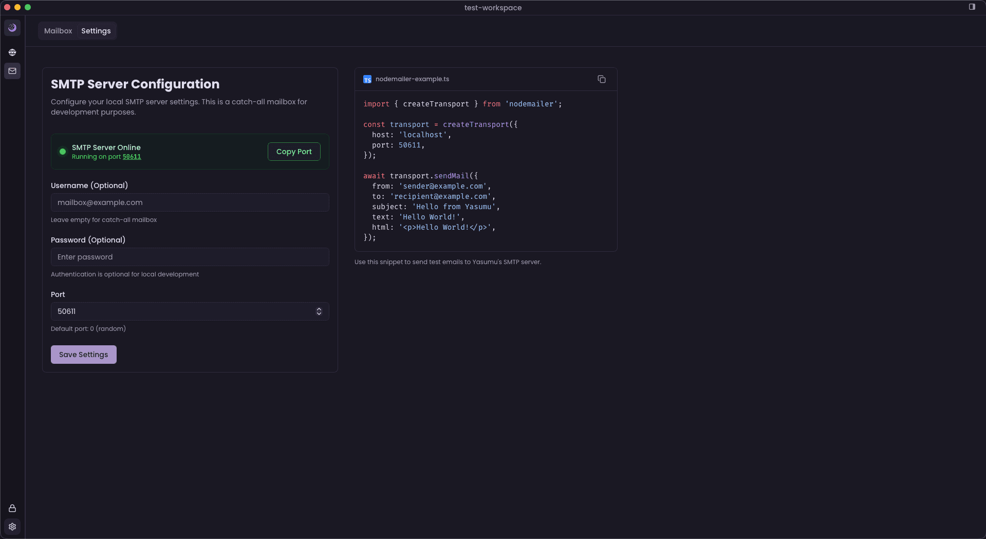 SMTP Server Settings