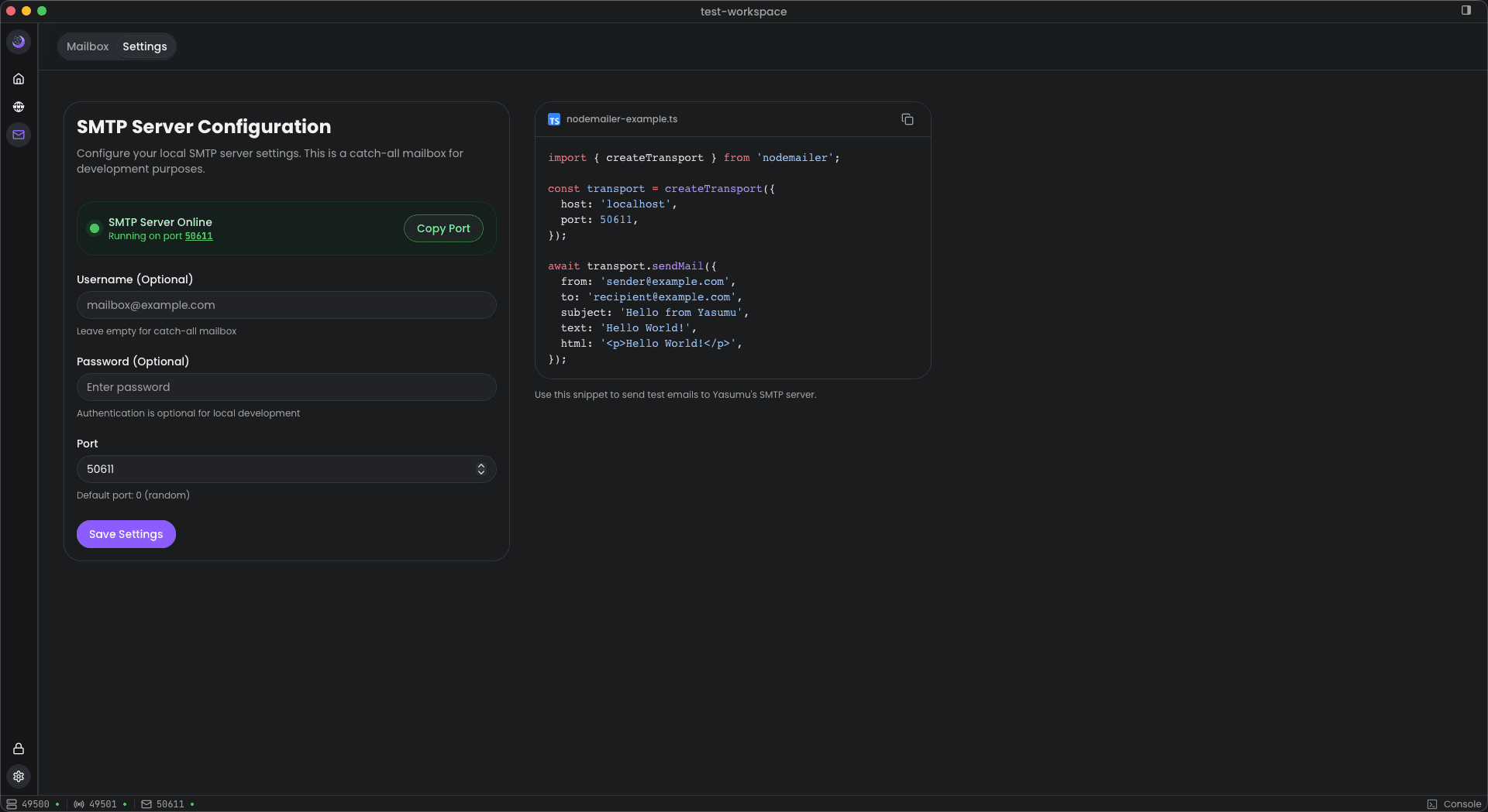 SMTP Server Settings